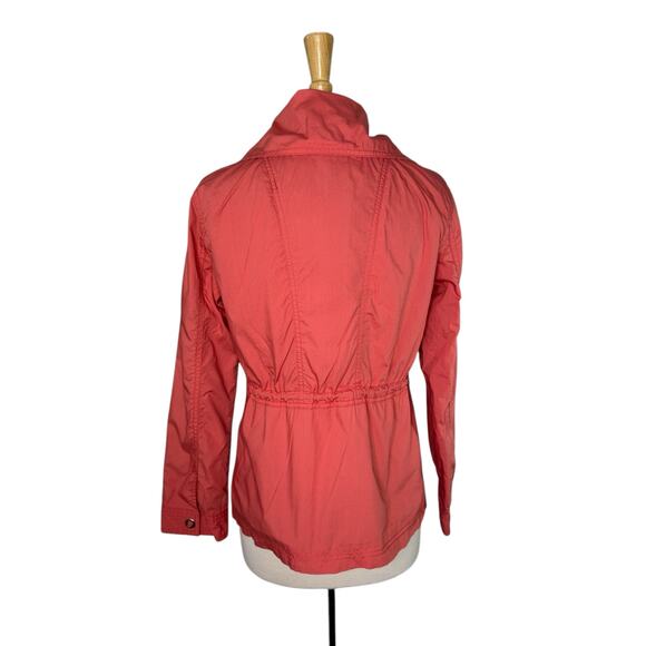 CHICOS Utility Jacket in Salmon Pink Size Medium (1) Cotton Lined Snaps Pockets - Picture 3 of 11